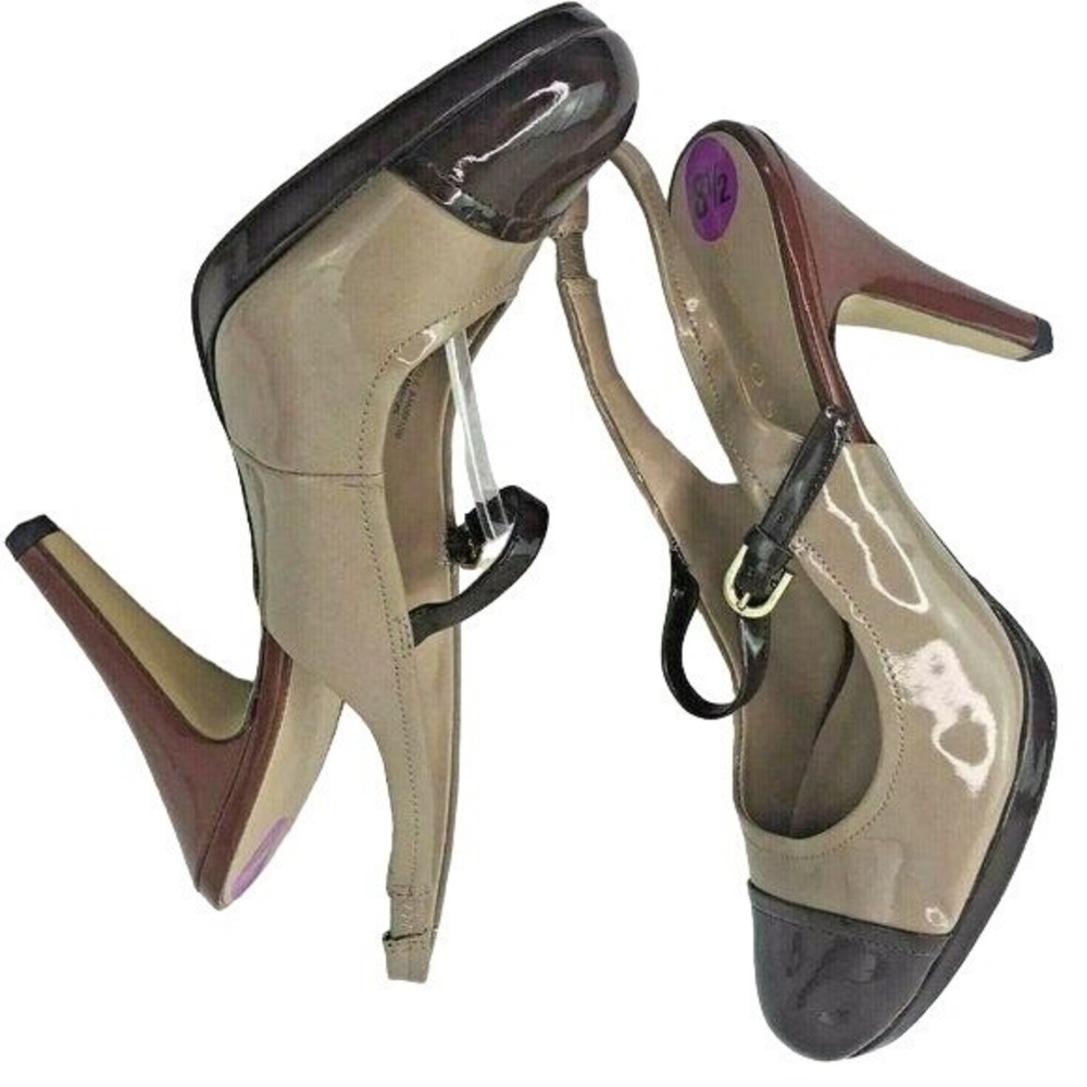 Franco Sarto Nellie Tritone Neutral Slingback Pumps Heels 8.5M Beige Brown Rust